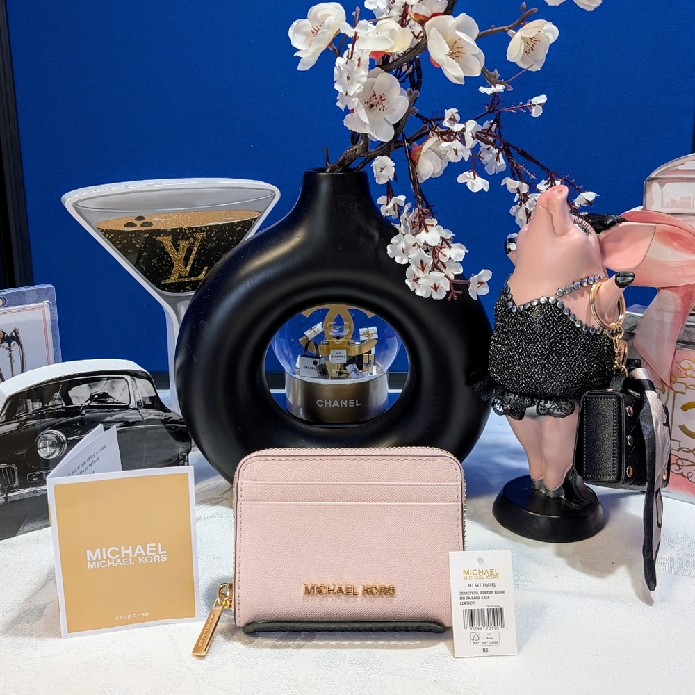 Michael Kors Jet Set Leather Powder Blush  Card Holder/Wallet